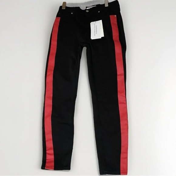 Calvin Klein Jeans Denim - Calvin Klein Infinite Black High Rise Skinny Jeans Side Red Stripe Size 31